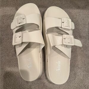SHEIN White Buckle Slide Sandals
